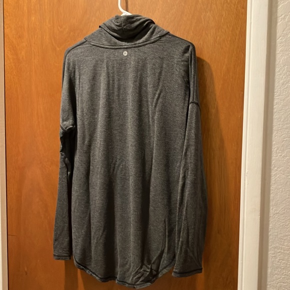 Dark gray cowl neck activewear, long sleeve top - Picture 6 of 7